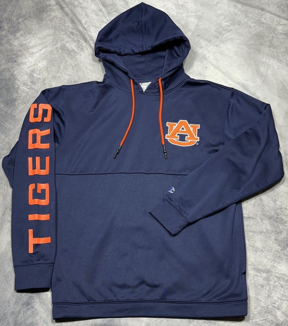 Auburn Tigers Hoodie Mens Medium Blue NCAA Football Champion Fleece Sweatshirt